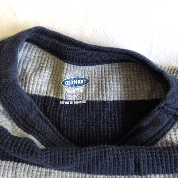 old navy rugby stripe thermal waffle knit long sleeve shirt 3T toddler boys - Picture 2 of 4